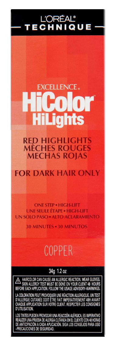 L'Oréal Technique Excellence HiColor HiLights Copper - High-Lift Red Highlights for Dark Hair - ANNS BEAUTY SUPPLY